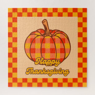 Quebra-cabeça Pumpkin de Xadrez de Groovy Retro Verificado no Aç
