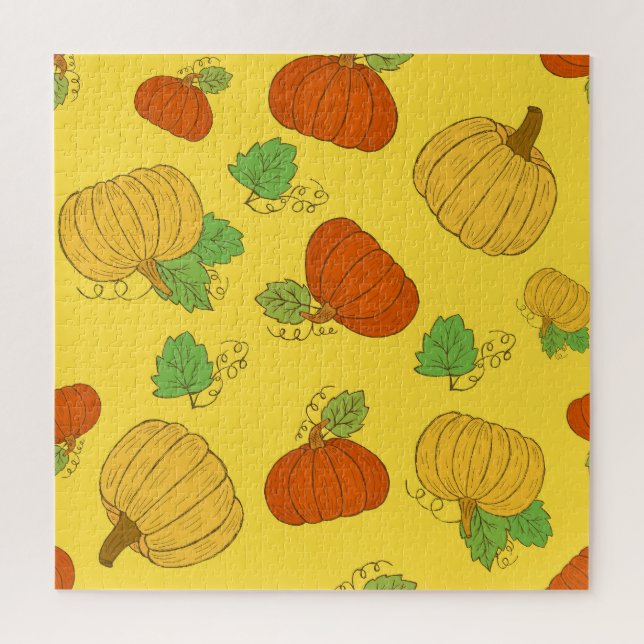 Quebra-cabeça Pumpkin Doodle: Mão Desenhada Sem Costura (Vertical)