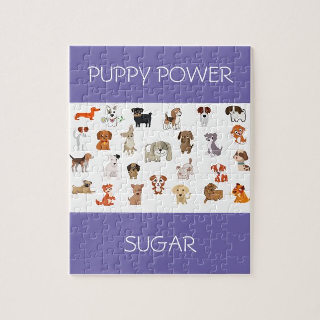 quebra-cabeça "PUPPY POWER" com o nome personaliza (Vertical)