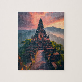 Quebra-cabeça Pura Senja Bali - “Templo de Bali ao Pôr-do-Sol”