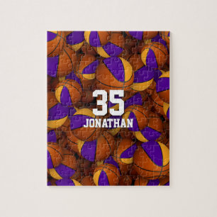 Quebra-cabeça purple gold basketball team colors personalized