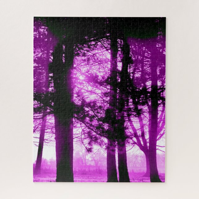 Quebra-cabeça Purple Light with Silhouette Trees  (Vertical)