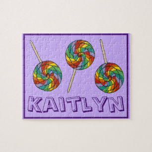 Quebra-cabeça Purple Rainbow Lollipop Pop Candy Child's