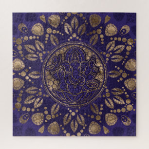 Quebra-cabeça Púrpura de Arte Dot de Lord Ganesha e Dourado