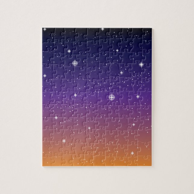 Quebra-cabeça Púrpura e Dourada Starry Sunset (Vertical)