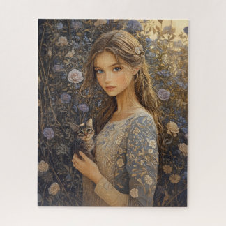 Quebra-cabeça  Puzzle 500 Pièces - Jeune fille et son chat