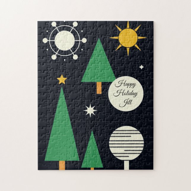 Quebra-cabeça PUZZLE Árvore de Natal Moderno de Meados do Século (Vertical)