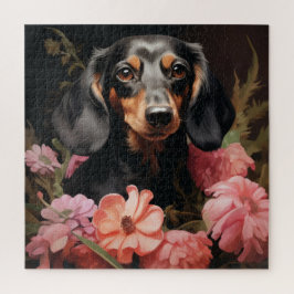 Quebra-cabeça Puzzle Chien Fleur 3