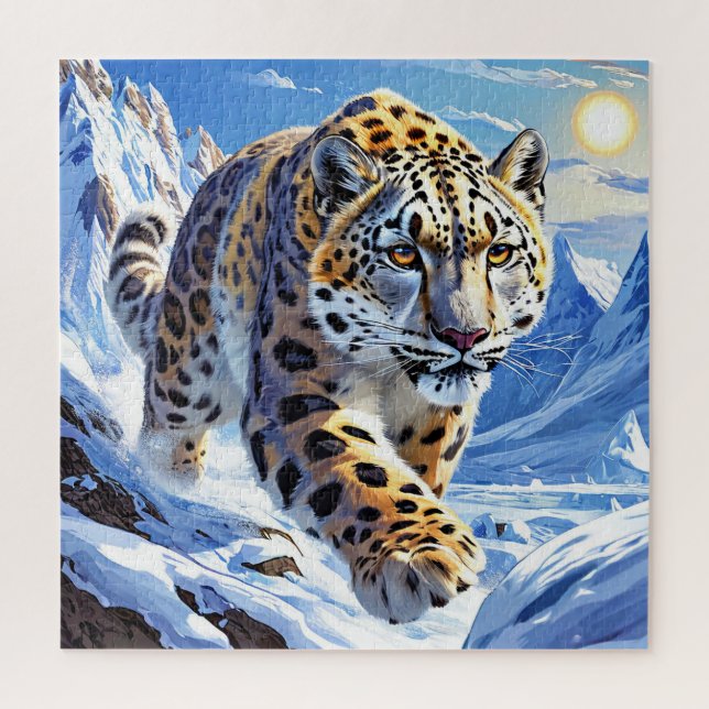 Quebra-cabeça 🧩 Puzzle de Arte de Vida Selvagem do Leopardo da  (Vertical)
