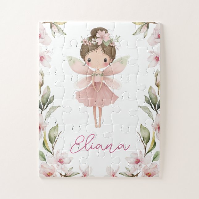 Quebra-cabeça Puzzle de Fada Personalizado com Nome para Meninas (Vertical)
