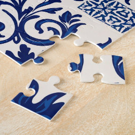 Quebra-cabeça Puzzle de Pavão em Azulejo Português – Azul e Bran