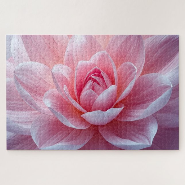 Quebra-cabeça Puzzle de Pétalas de Flor Rosa Suave (Horizontal)