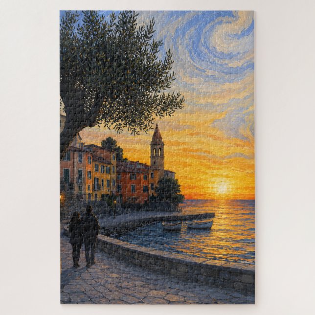 Quebra-cabeça Puzzle de pôr do sol italiano em estilo pós-impres (Vertical)