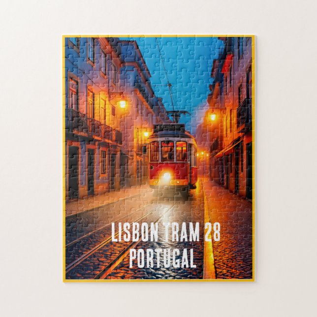 Quebra-cabeça Puzzle do Elétrico 28 de Lisboa – Arte Noturna nas (Vertical)