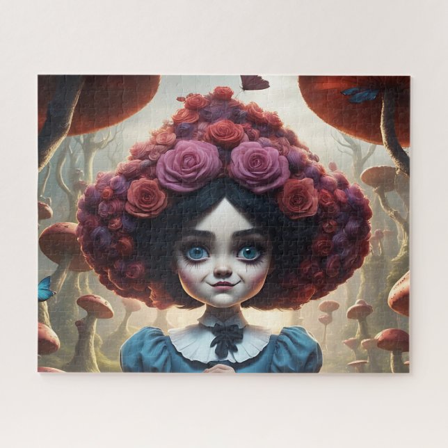 Quebra-cabeça Puzzle Enchanted Girl in Surreal Mushroom Forest (Horizontal)