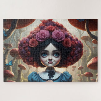Quebra-cabeça Puzzle Enchanted Girl in Surreal Mushroom Forest