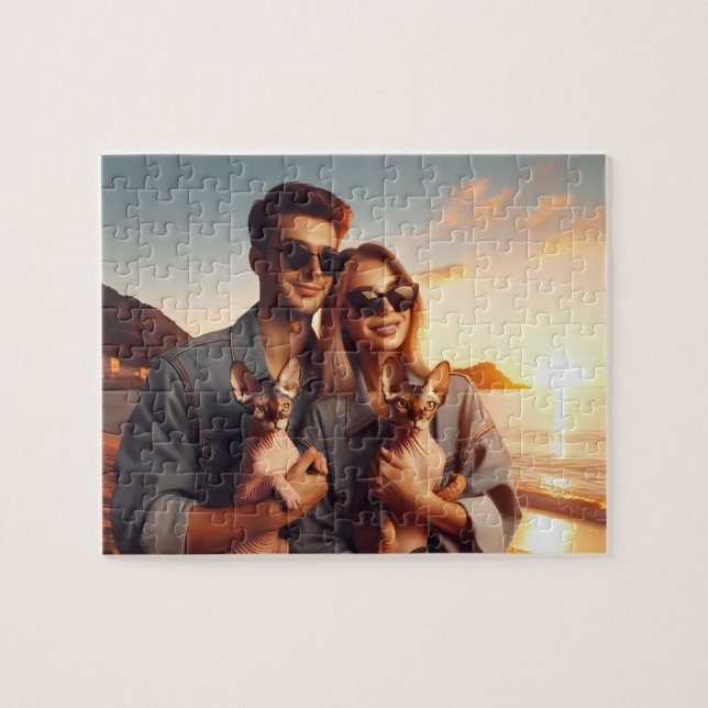 Quebra-cabeça Puzzle Personalizado de Foto Customizada com Gato  (Horizontal)