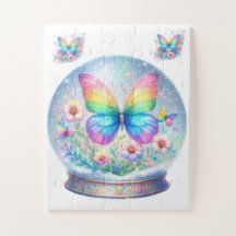 Puzzle-Rainbow Glitter Butterfly & Flower