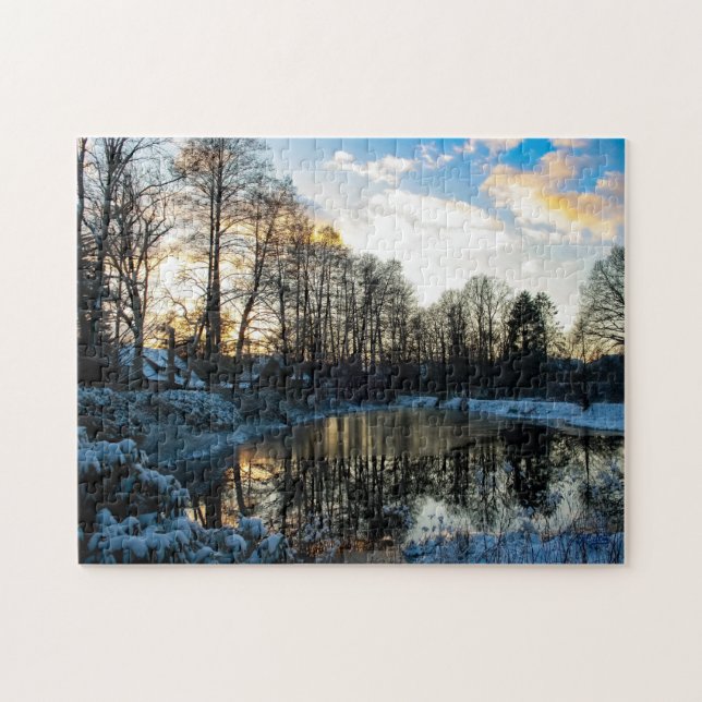 Quebra-cabeça Puzzle “Reflejos de invierno en Bispingen” (Horizontal)