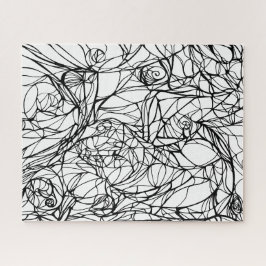 Quebra-cabeça PUZZLE único arte de linha desenhada à mão, colori