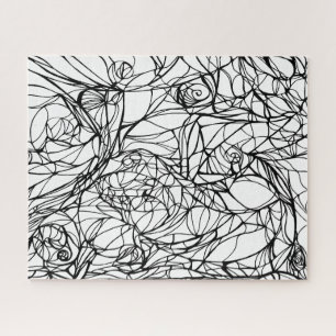Quebra-cabeça PUZZLE único arte de linha desenhada à mão, colori