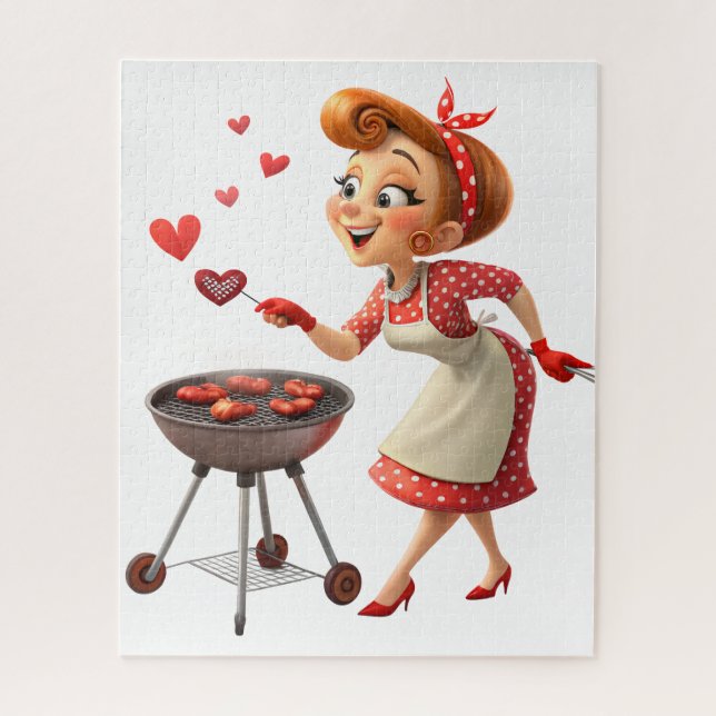 Quebra-cabeça Puzzles Red Hearts Happy Valentine's Day Cooking  (Vertical)