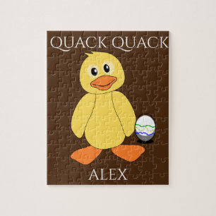 Quebra-cabeça "Quack Quack com pato e ovo. Nome da criança.