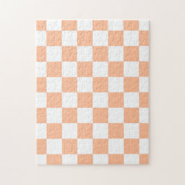 Quebra-cabeça Quadrados xadrez laranja pêssego branco geométrico