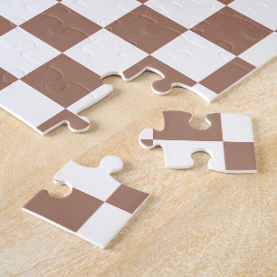 Quebra-cabeça Quadrados xadrez marrom mocha branco geométrico re