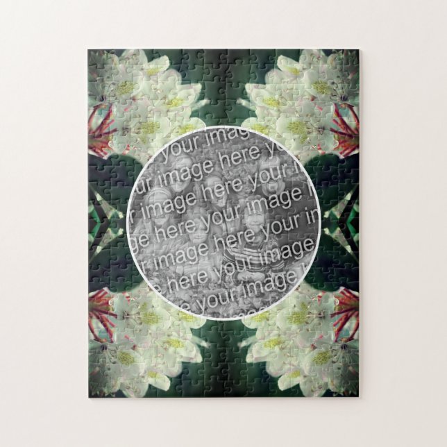 Quebra-cabeça Quadro de Flores Branco Azalea Adicionar Sua Foto (Vertical)