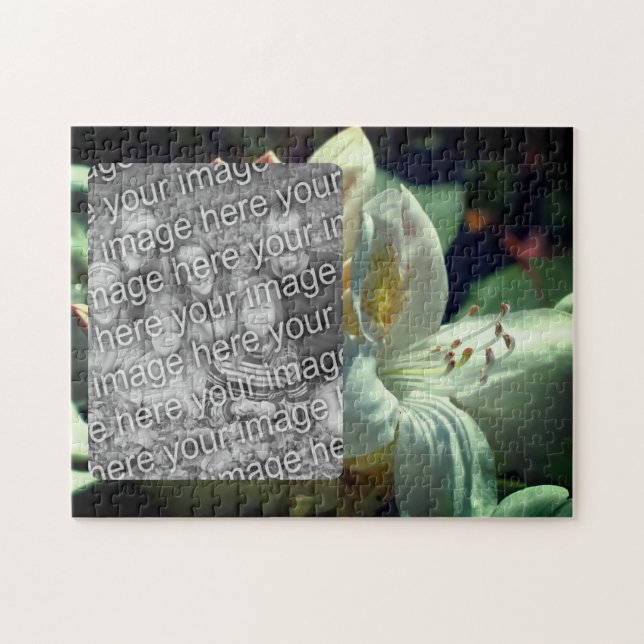 Quebra-cabeça Quadro de Flores Branco Azalea Adicionar Sua Foto (Horizontal)