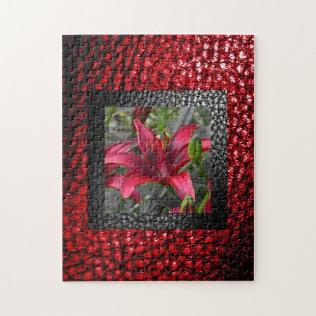 Quebra-cabeça Quadro Floral na Faux Leather Boarder (Vertical)