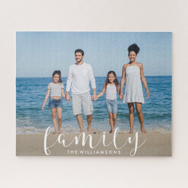Quebra-cabeça Qualidade Personalizada de Foto e Nome da Família (Horizontal)