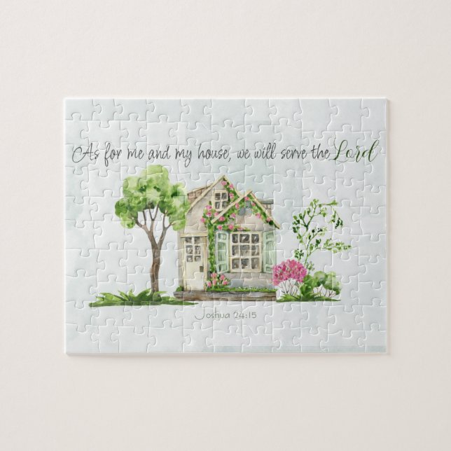 Quebra-cabeça Quanto a mim e à minha casa, Bíblia Verse Watercol (Horizontal)
