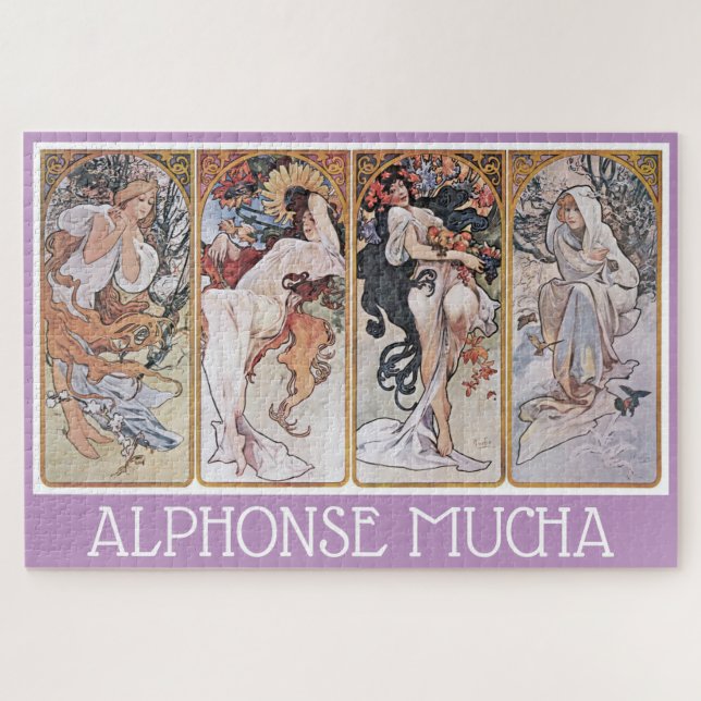 Quebra-cabeça Quatro Estações, Alphonse Mucha (Horizontal)