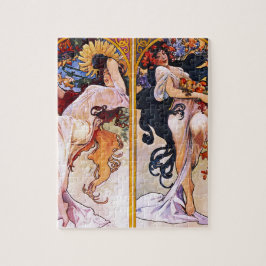 Quebra-cabeça Quatro Estações de Alfons Mucha Art Déco Nouveau