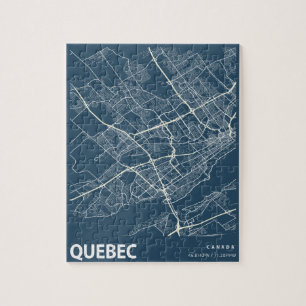 Quebra-cabeça Quebec - Mínimo Mapa de Arte em Azul