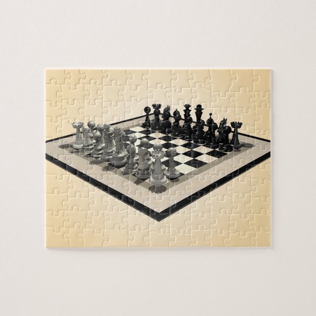 Quebra-cabeça Quebra-cabeça: Chessboard e peças de xadrez (Horizontal)