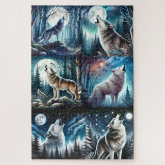 Quebra-cabeça QUEBRA-CABEÇA: Colagem de 6 painéis do Lobo Uivand