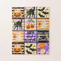 QUEBRA-CABEÇA: Colagem Retro Adorável de Halloween