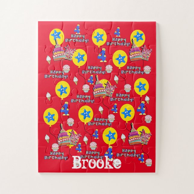 Quebra-cabeça Quebra-cabeça, Feliz 4º aniversário, #4 Aniversári (Vertical)