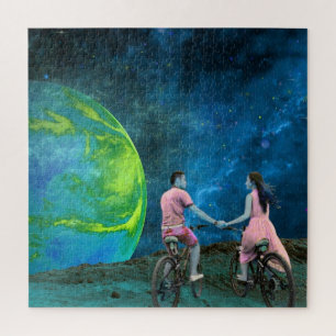 Quebra-cabeça QUEBRA-CABEÇAS: Casal andando de bicicleta na Lua