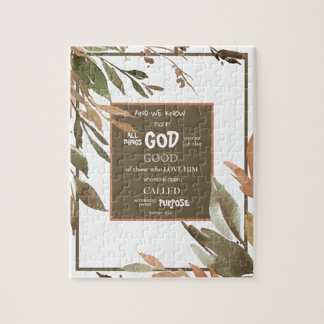 Quebra-cabeça Quebra de Aquarela Deixa Romanos Verso de Bíblia 8 (Vertical)