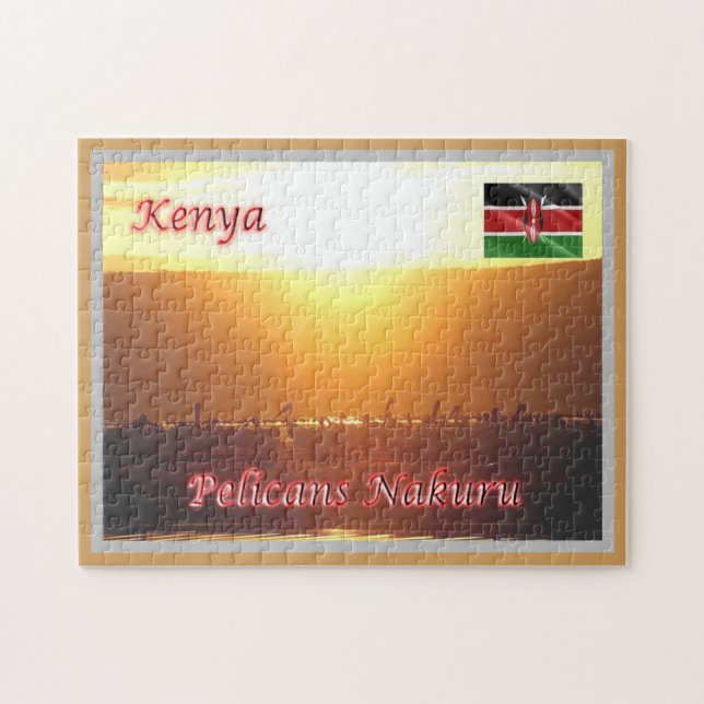 Quebra-cabeça Quênia - Pelicanos Nakuru - (Horizontal)