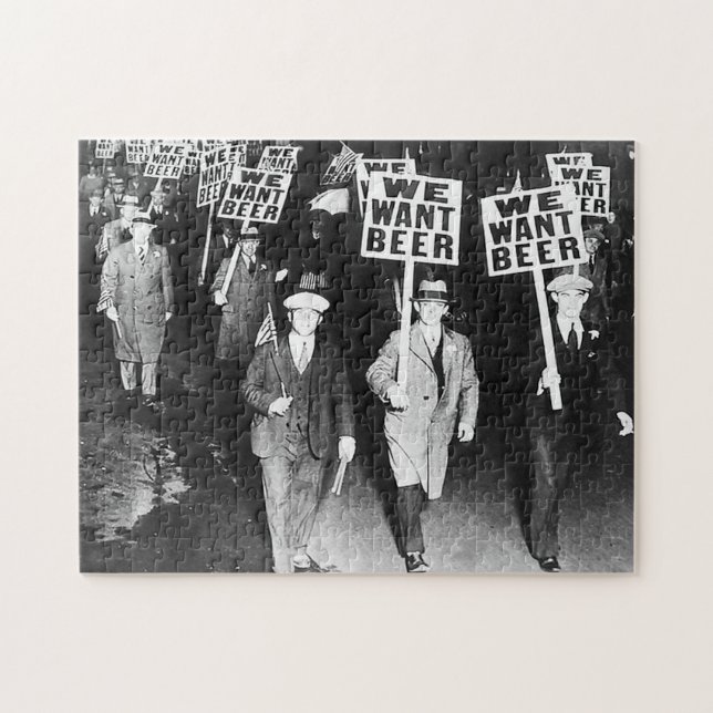 Quebra-cabeça Queremos Cerveja Protestando Fotografia Velha. Vin (Horizontal)