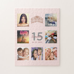 Quebra-cabeça Quinceanera rosa gold blush tiara foto