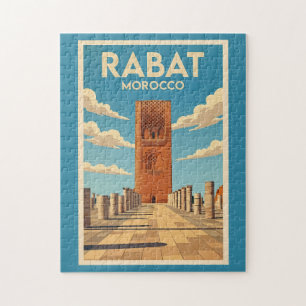 Quebra-cabeça Rabat Marrocos Ilustração Arte de Viagem Vintage