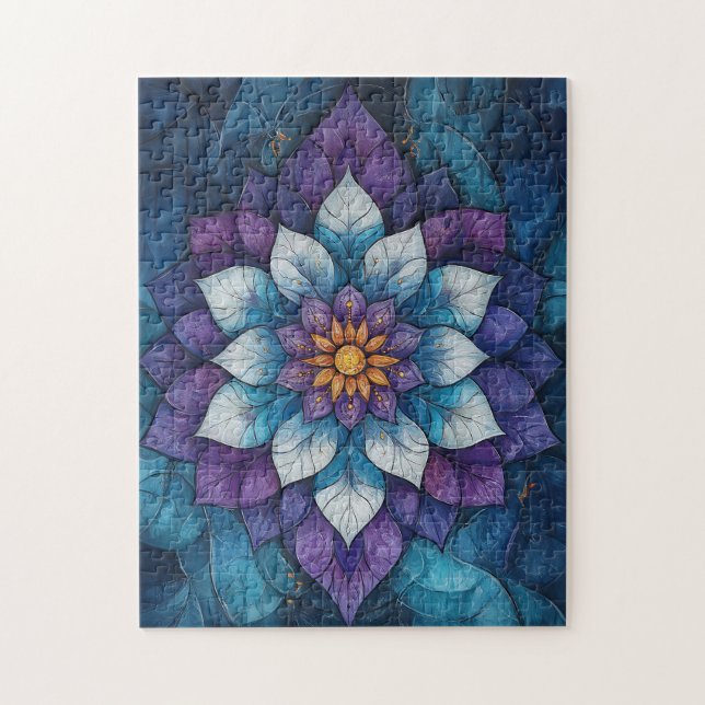 Quebra-cabeça Rabisco de Mandala, azul e roxo, (Vertical)