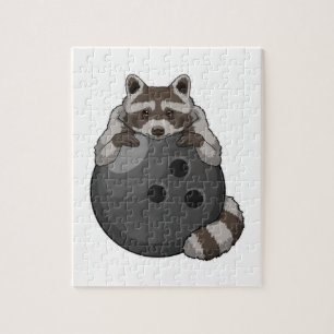 Quebra-cabeça Raccoon em Boliches com Bola de boliche