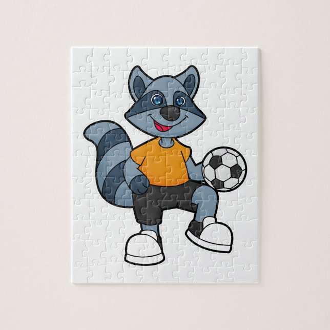 Quebra-cabeça Racoon com jogador de futebol (Vertical)